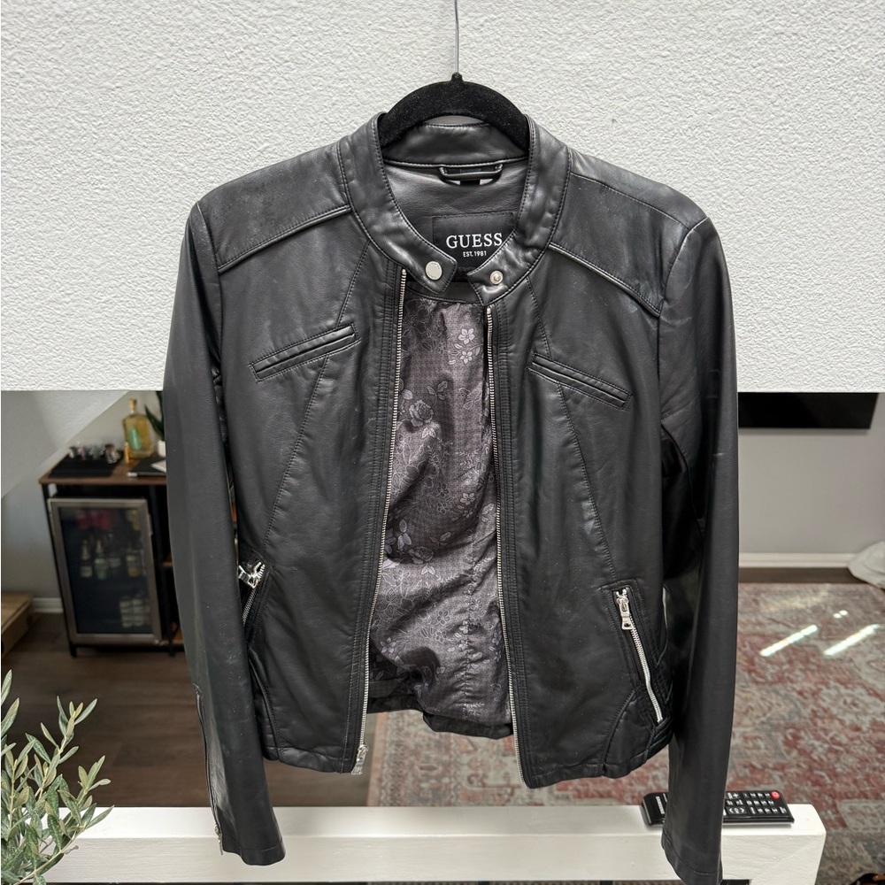 Guess Black Leather Jacket